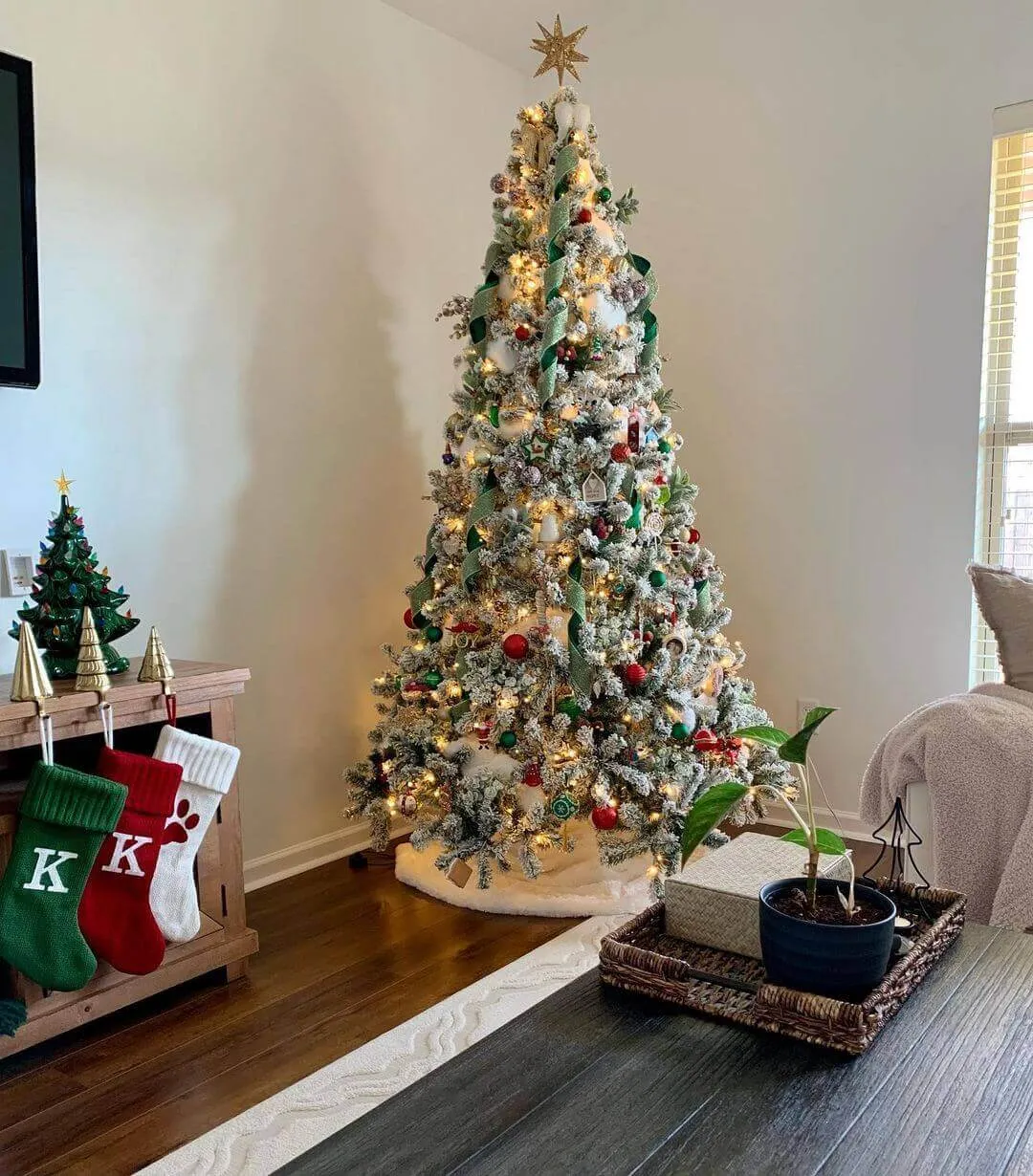 10' Prince Flock® Artificial Christmas Tree with 750 Warm White LED Lights