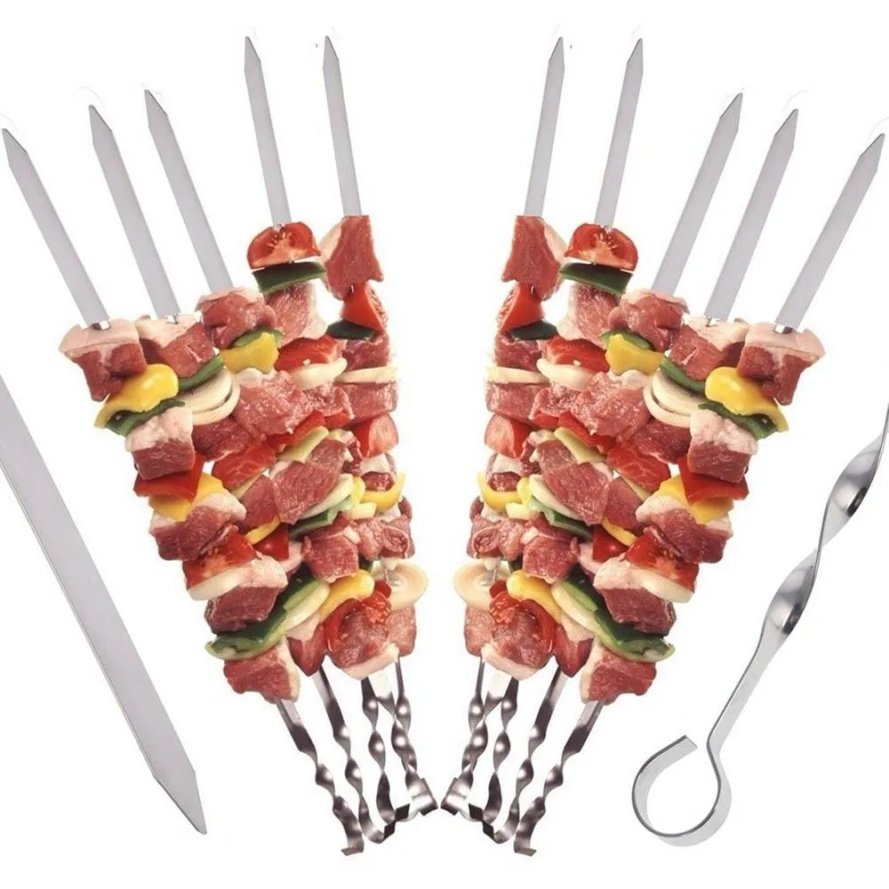 10pcs Flat Barbeque Skewers
