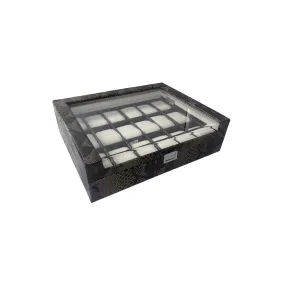 18 Slot Watch Organizer Brown Snake Skin Leather Design Box