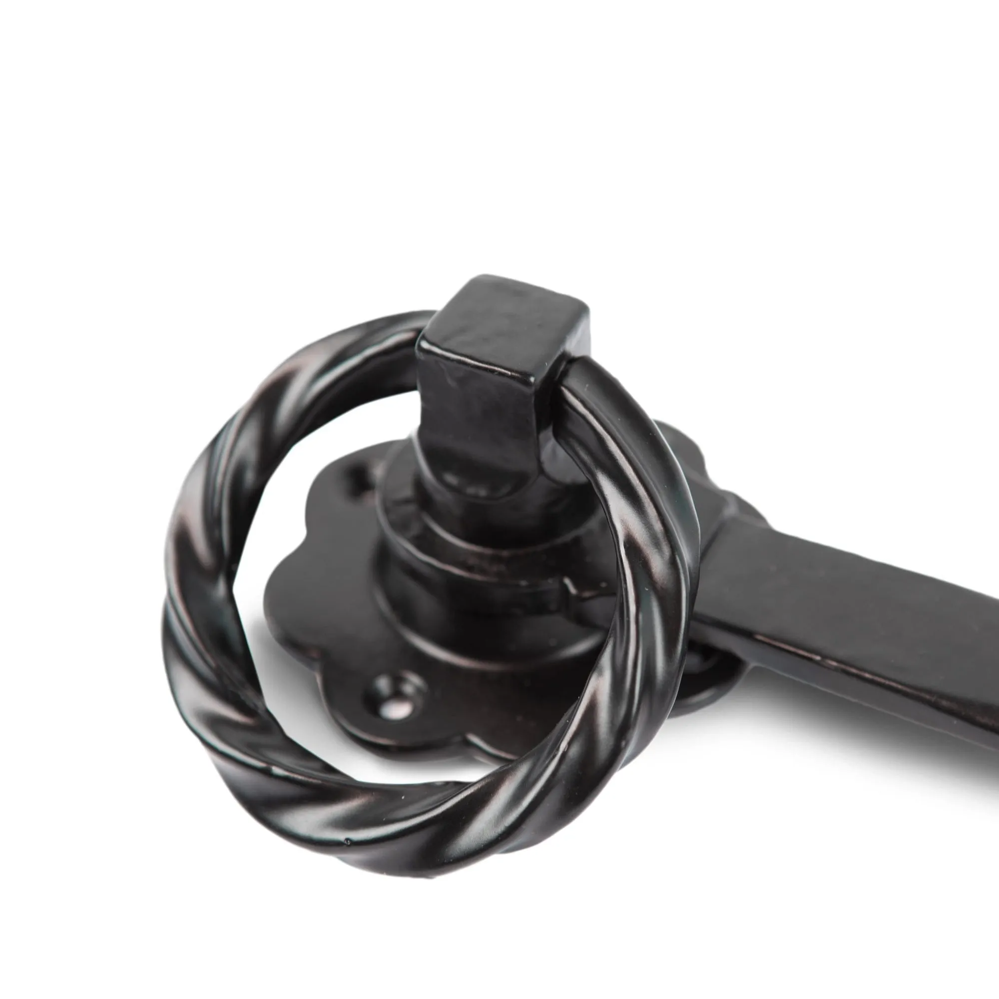 195mm Black Rose Ring Gate Latch - By Hammer & Tongs