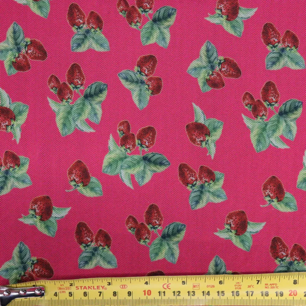 (31C) Strawberries Powermesh Fabric