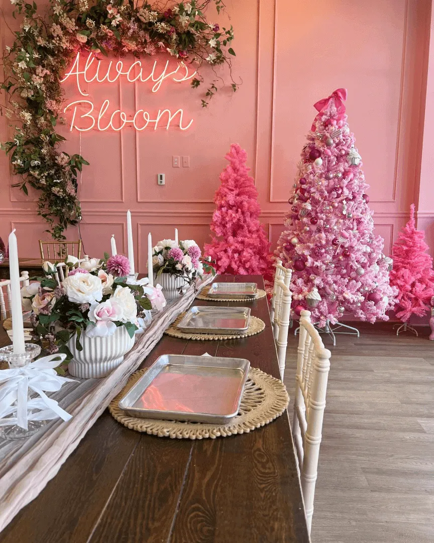 6.5' Duchess Pink Flock Artificial Christmas Tree with 500 Warm White LED Lights