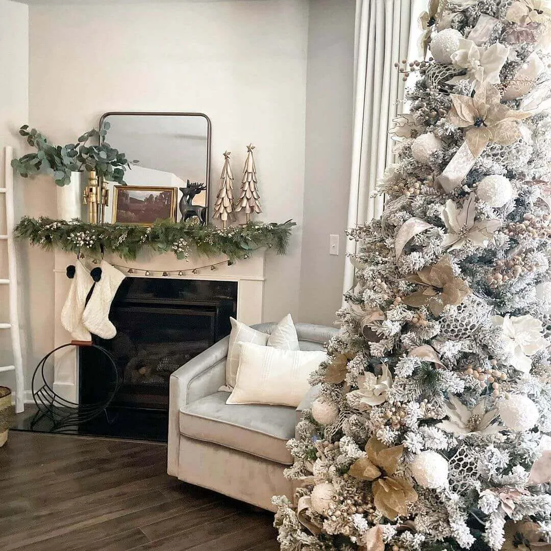 7' Prince Flock® Artificial Christmas Tree with 400 Warm White LED Lights