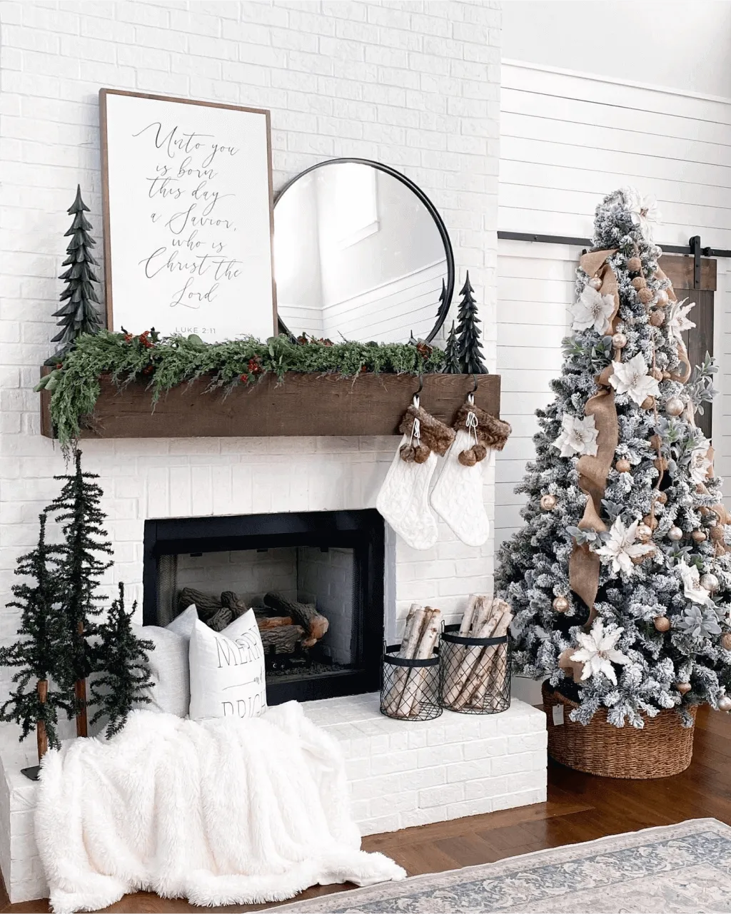 7' Prince Flock® Artificial Christmas Tree with 400 Warm White LED Lights
