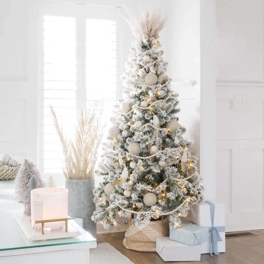 7' Prince Flock® Artificial Christmas Tree with 400 Warm White LED Lights