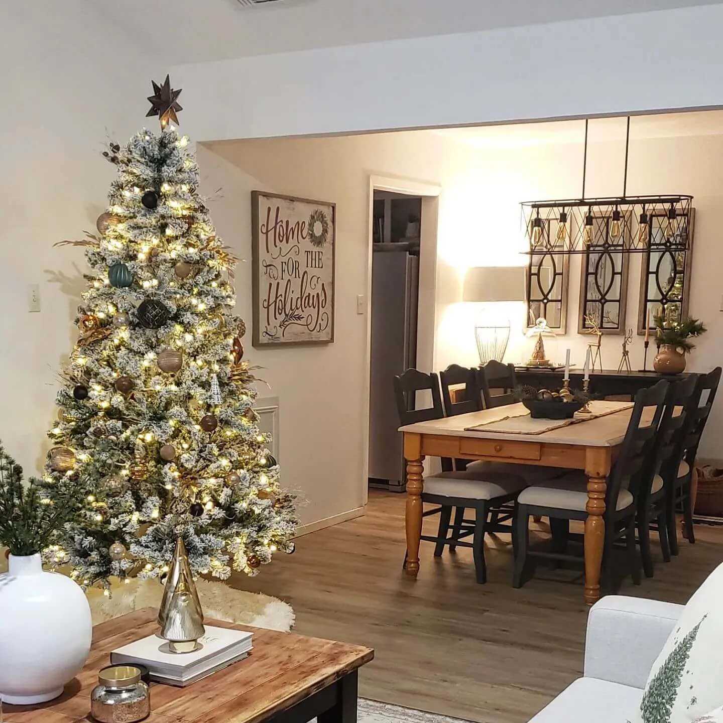 7' Prince Flock® Artificial Christmas Tree with 400 Warm White LED Lights