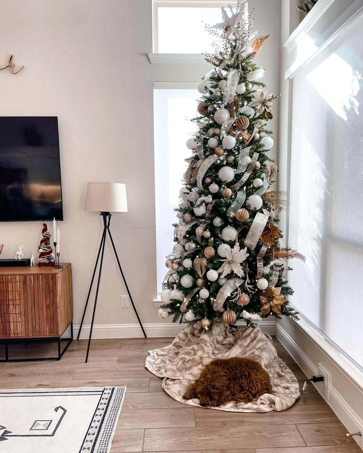9' Yorkshire Fir Slim Artificial Christmas Tree with 600 Warm White LED Lights