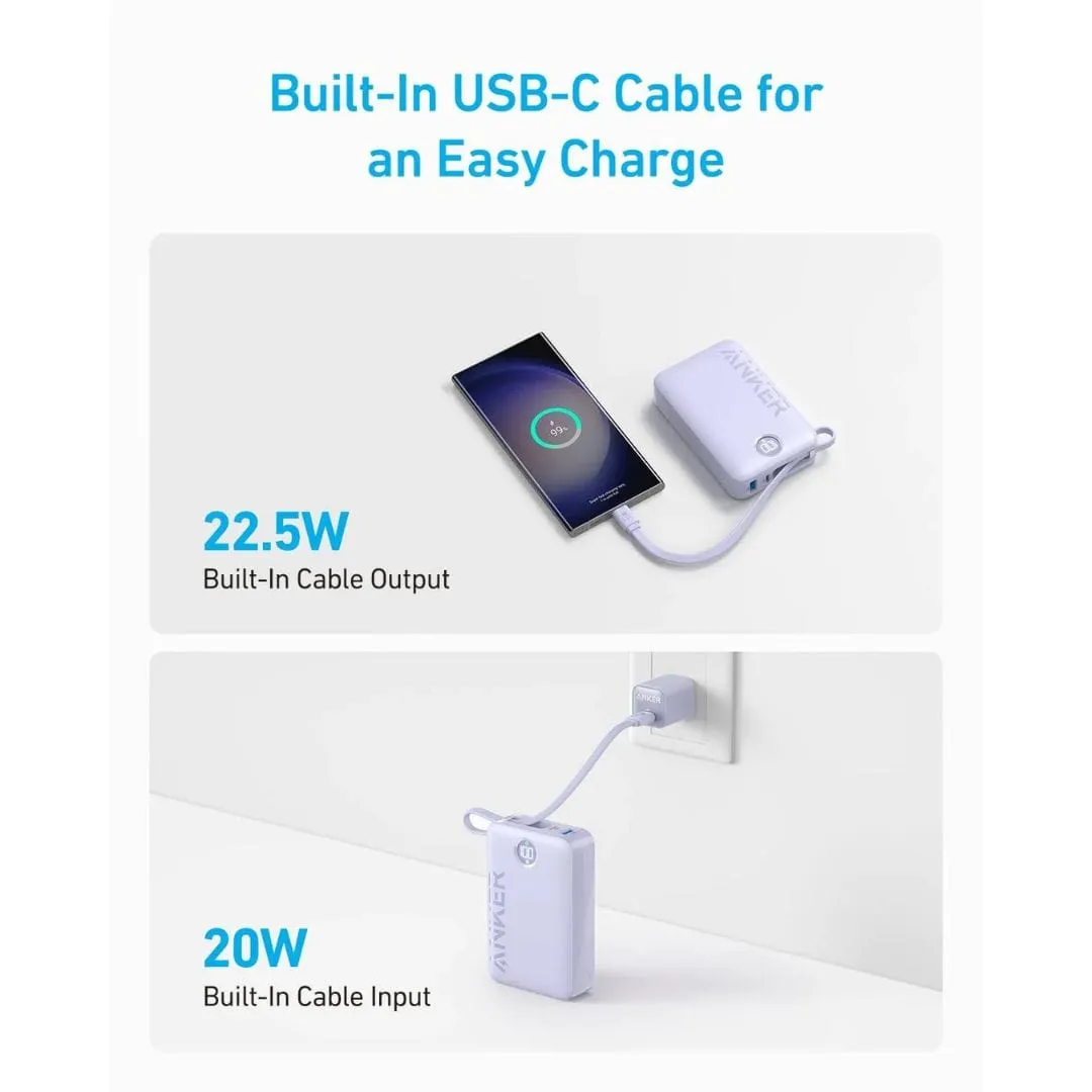 Anker 335 22.5W Charging Power Bank with Built-in USB-C Cable - A1647