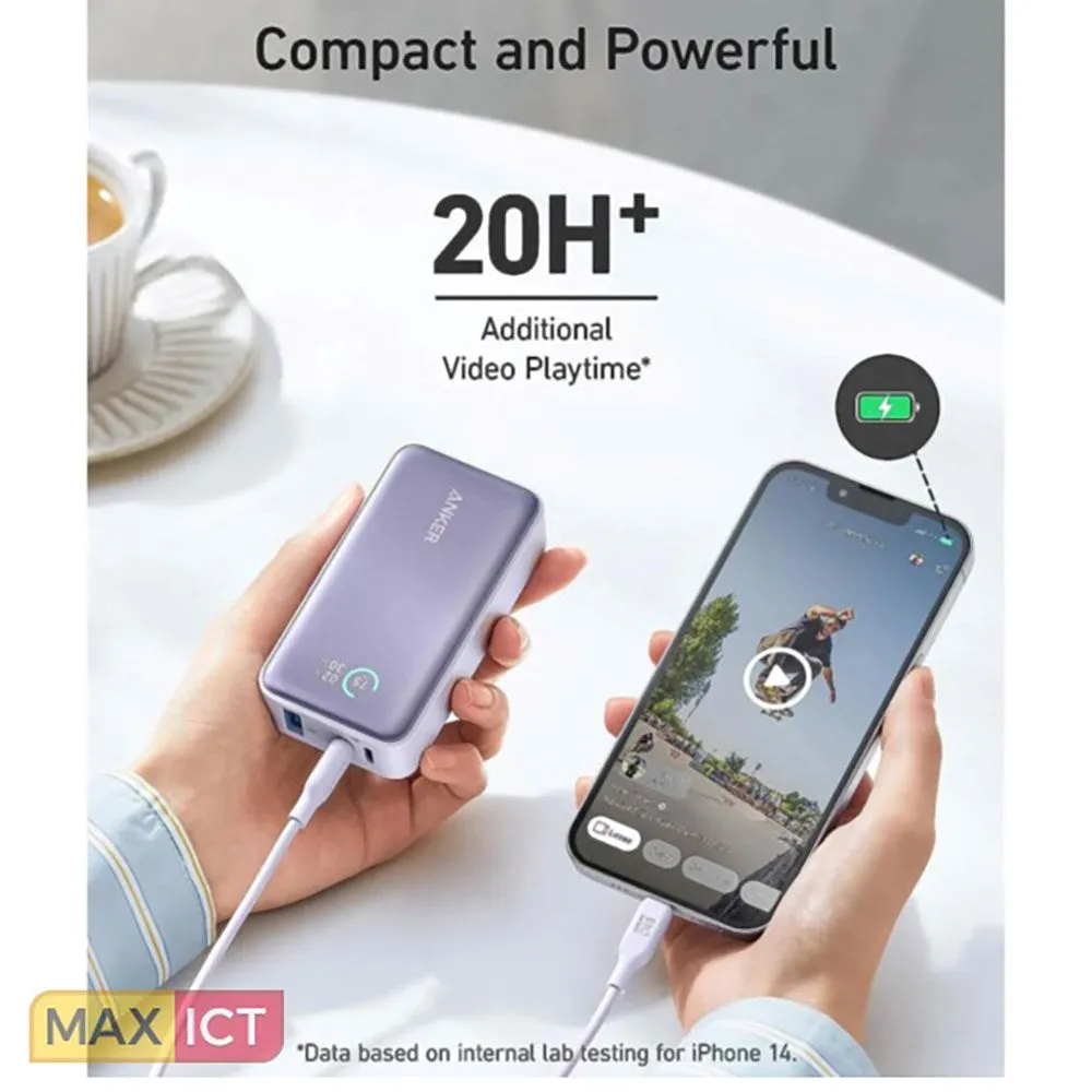 ANKER 533 Power Bank PowerCore 10.000 mAh 30W 2x USB-C - Sort