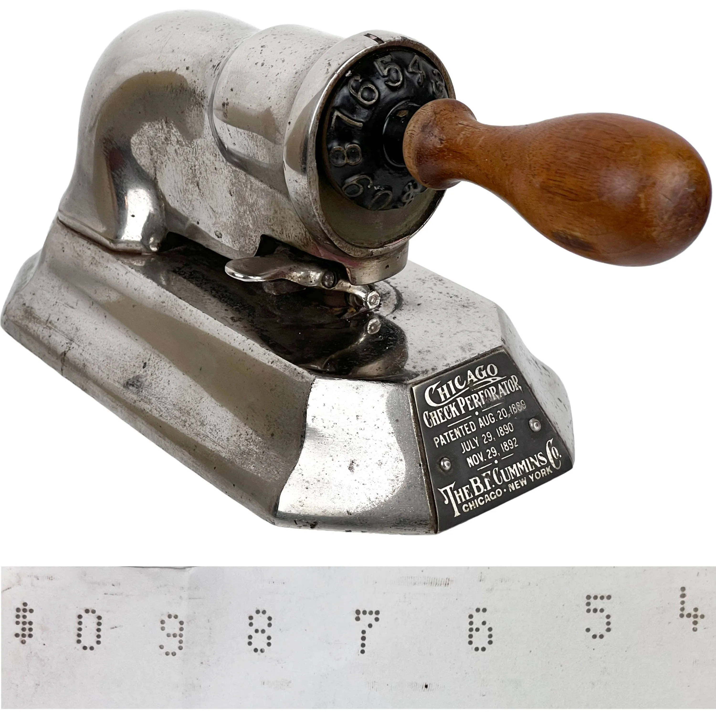 Antique Chicago Check Perforator BF Cummins
