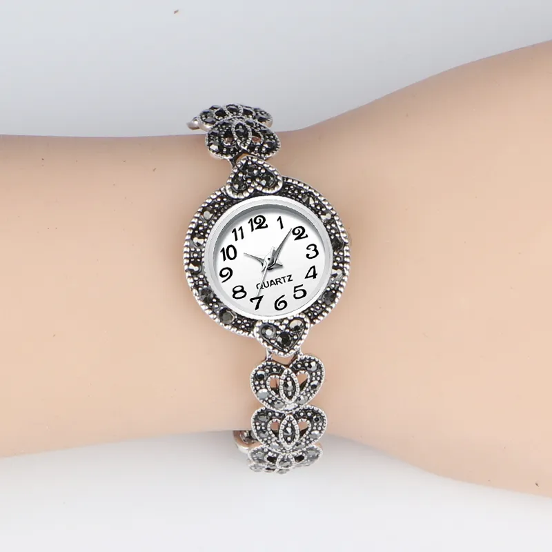 Antique Silver Woman's Watches | Crystal Vintage Bracelet Watch