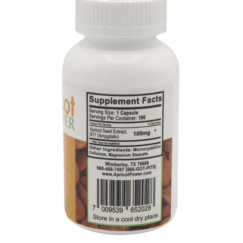 Apricot Power B17 Amygdalin 100mg Capsules 100ct