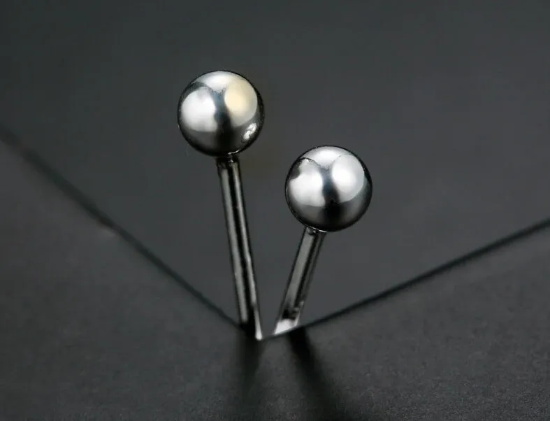 Basic Silver Ball Stud Earrings - 3 sizes