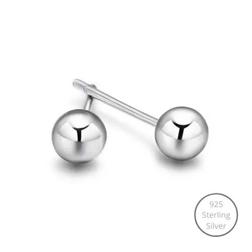 Basic Silver Ball Stud Earrings - 3 sizes
