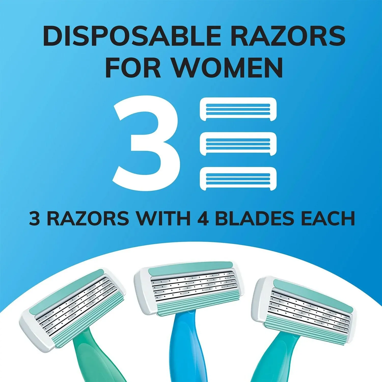 Bic Soleil Comfort Hugs Curves Women's Razor 4 Blades Lames 3 Pack
