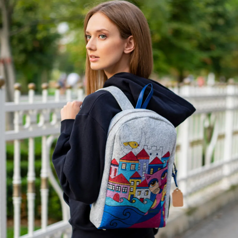 Biggdesign Owl and City Womens Backpack, Backpacks For High School,