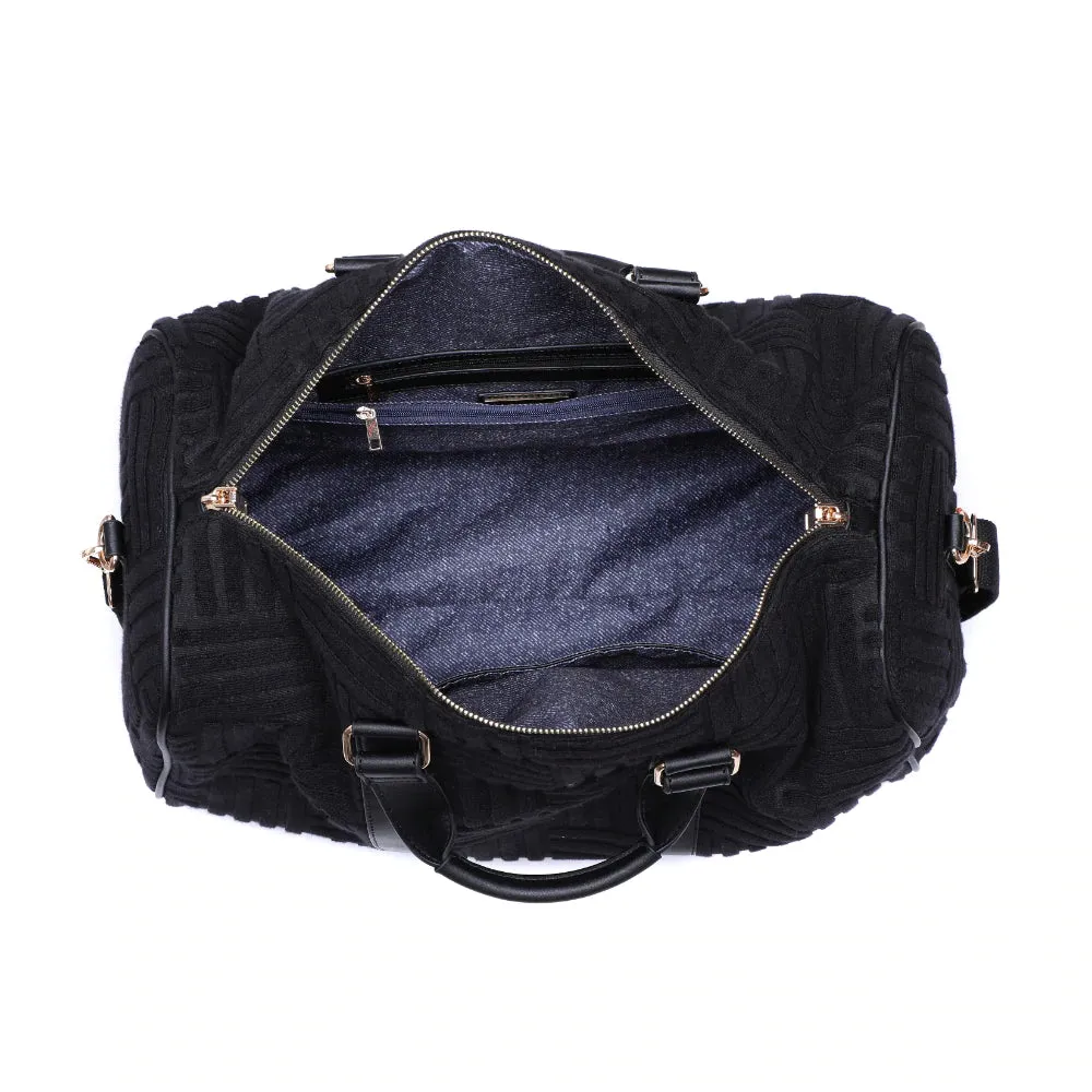 Black Weekender Terry Cloth Duffle Bag