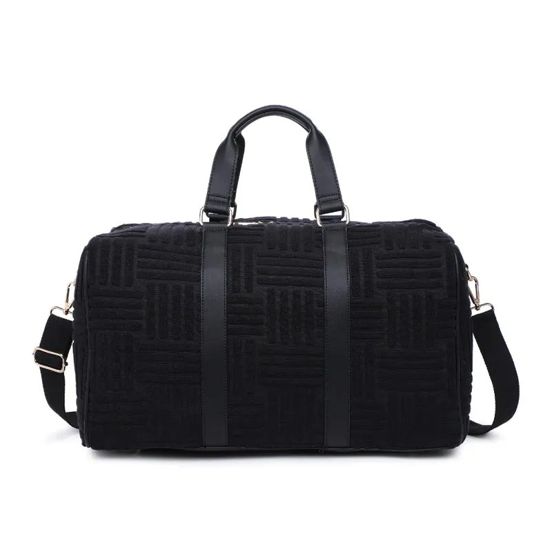 Black Weekender Terry Cloth Duffle Bag