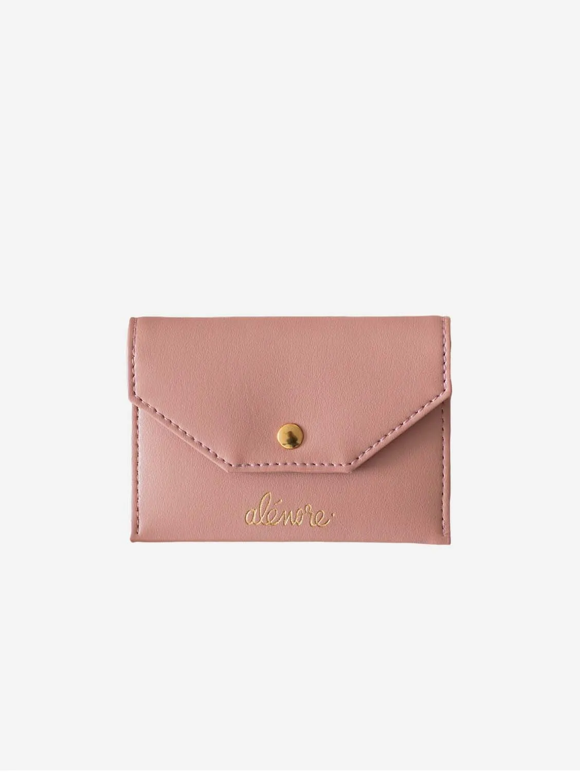 Bouton Golden Vegan Apple Leather Card Holder | Old Pink