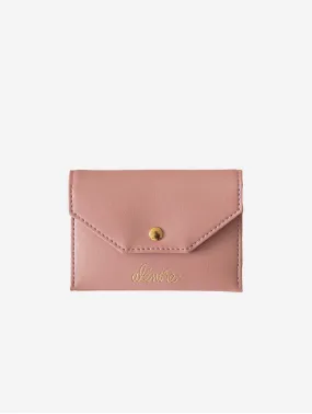 Bouton Golden Vegan Apple Leather Card Holder | Old Pink