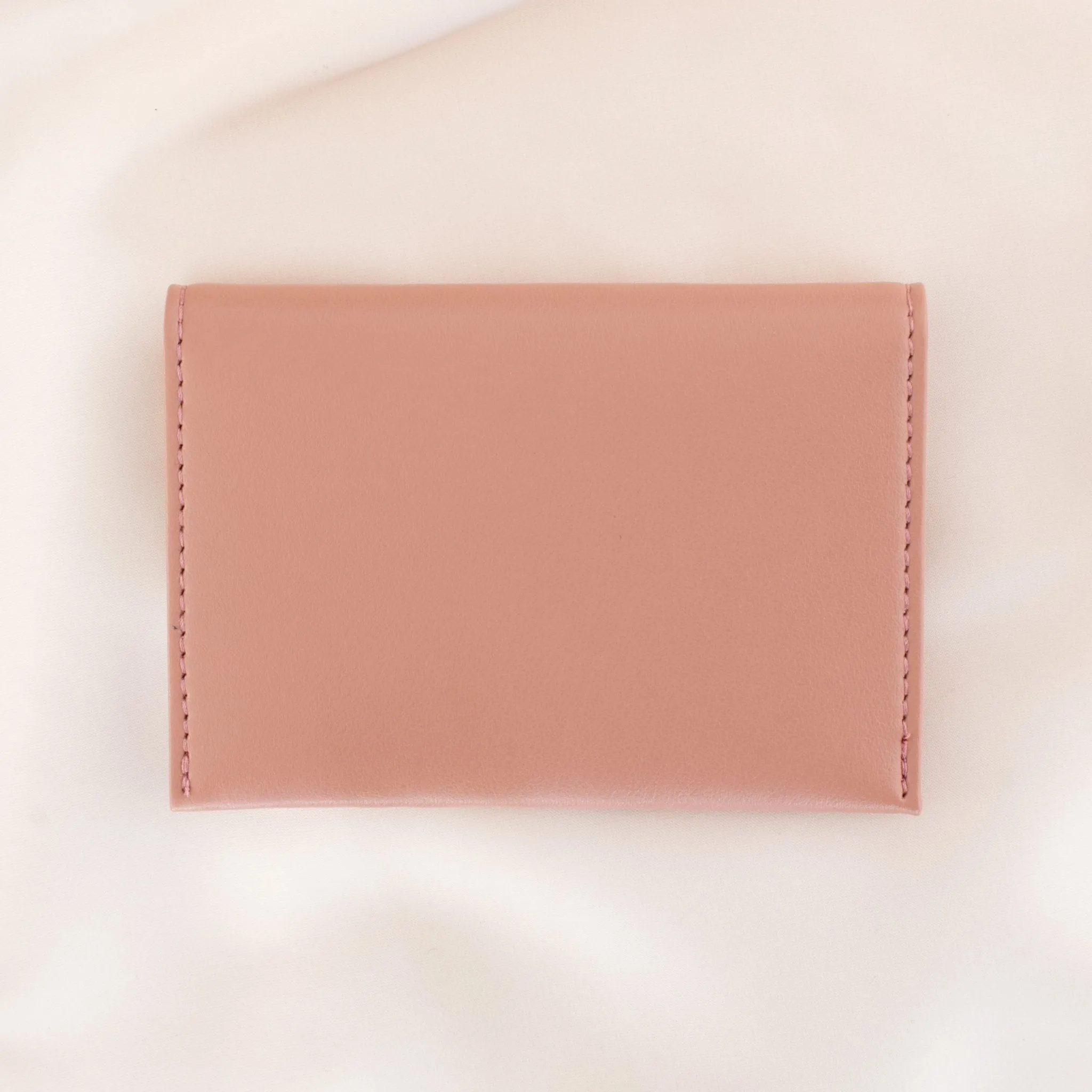 Bouton Golden Vegan Apple Leather Card Holder | Old Pink