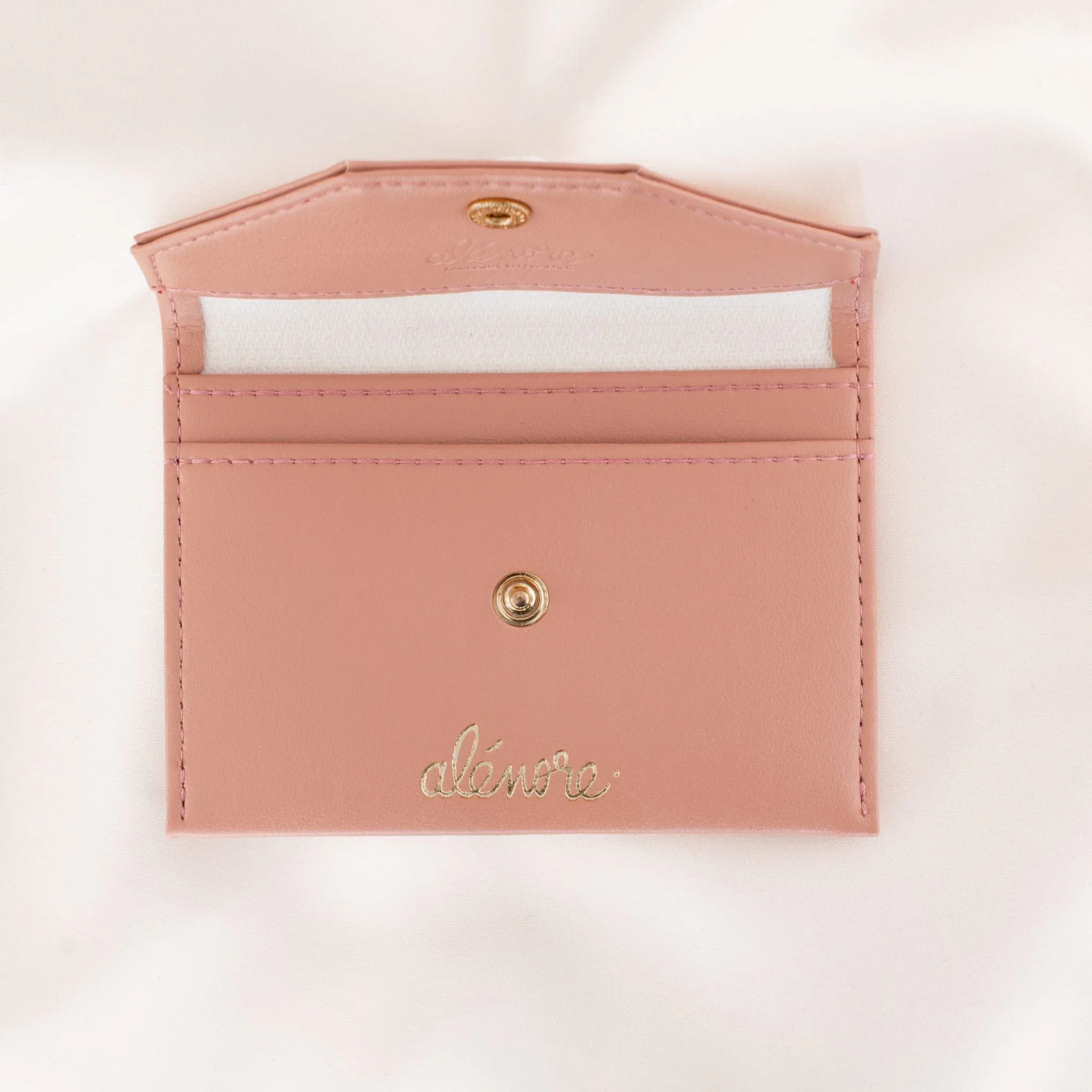 Bouton Golden Vegan Apple Leather Card Holder | Old Pink
