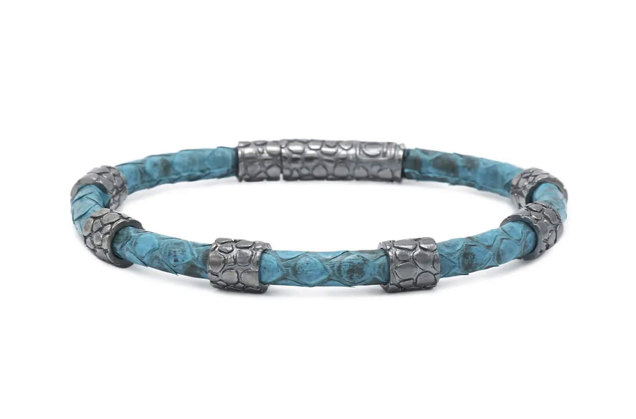 Bracelet LivingSkull Men Python Leather & Accents Skulls