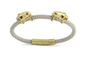 Bracelet LivingSkull Men Stingray Leather & Two T-Rex Skulls