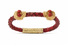 Bracelet LivingSkull Women Phyton Leather & Two Human Skulls