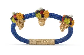 Bracelet LivingSkull Women Stingray Leather & Three Human Skulls