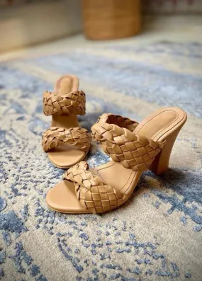 Breaded (Nude Tan Braid Blocks Sandals)