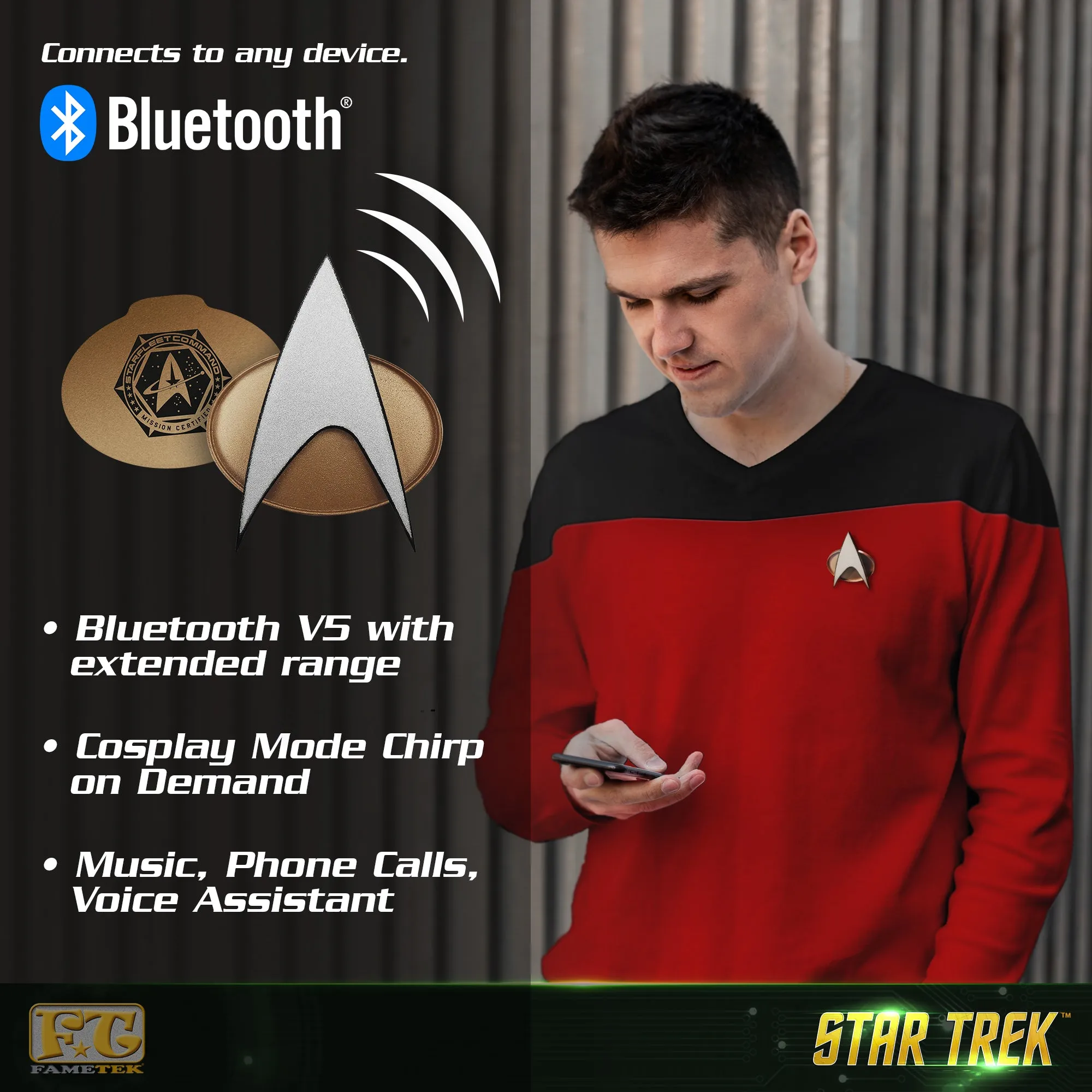 BUNDLE - Star Trek TNG Bluetooth ComBadge, with LCARS 10,000 mAh Powerbank