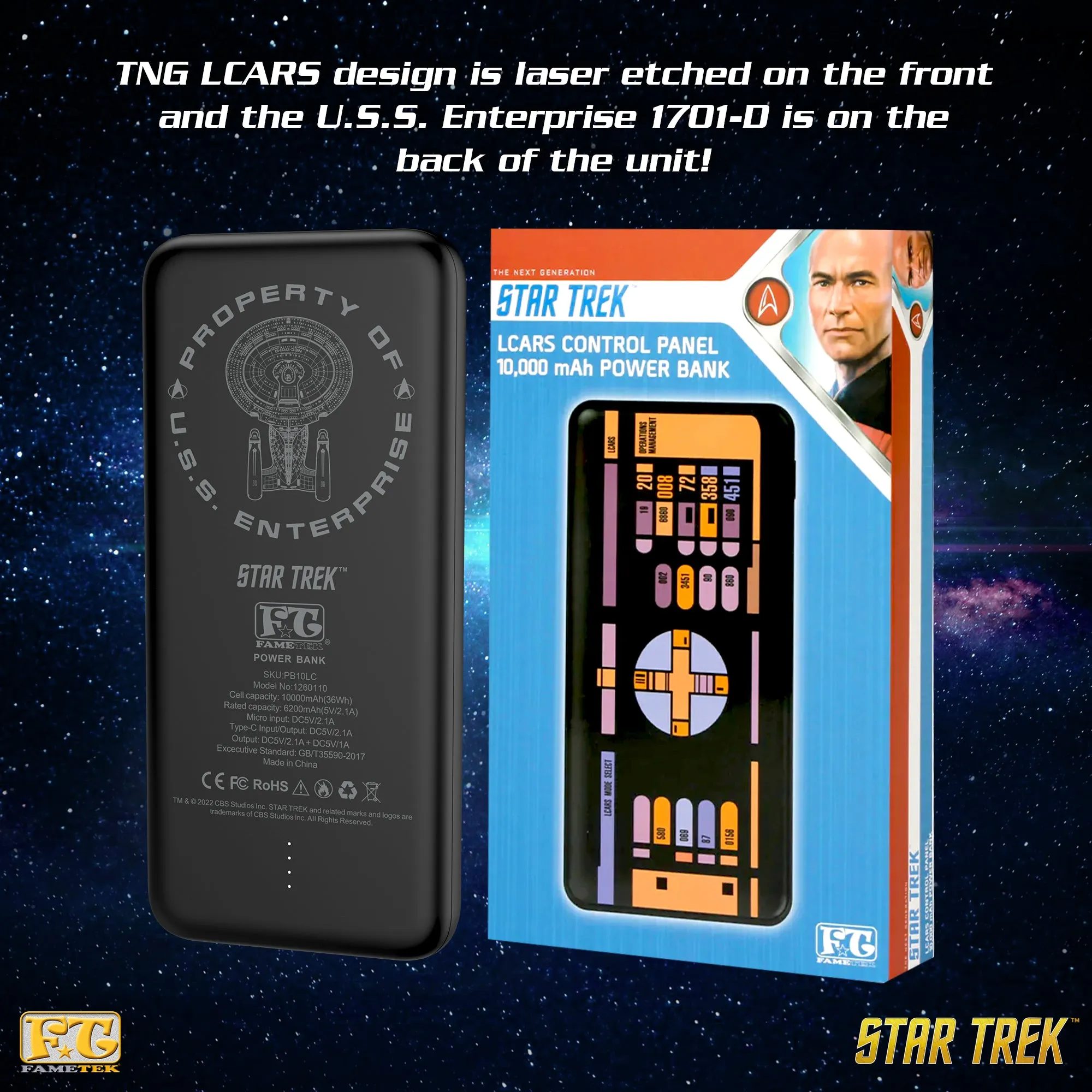 BUNDLE - Star Trek TNG Bluetooth ComBadge, with LCARS 10,000 mAh Powerbank