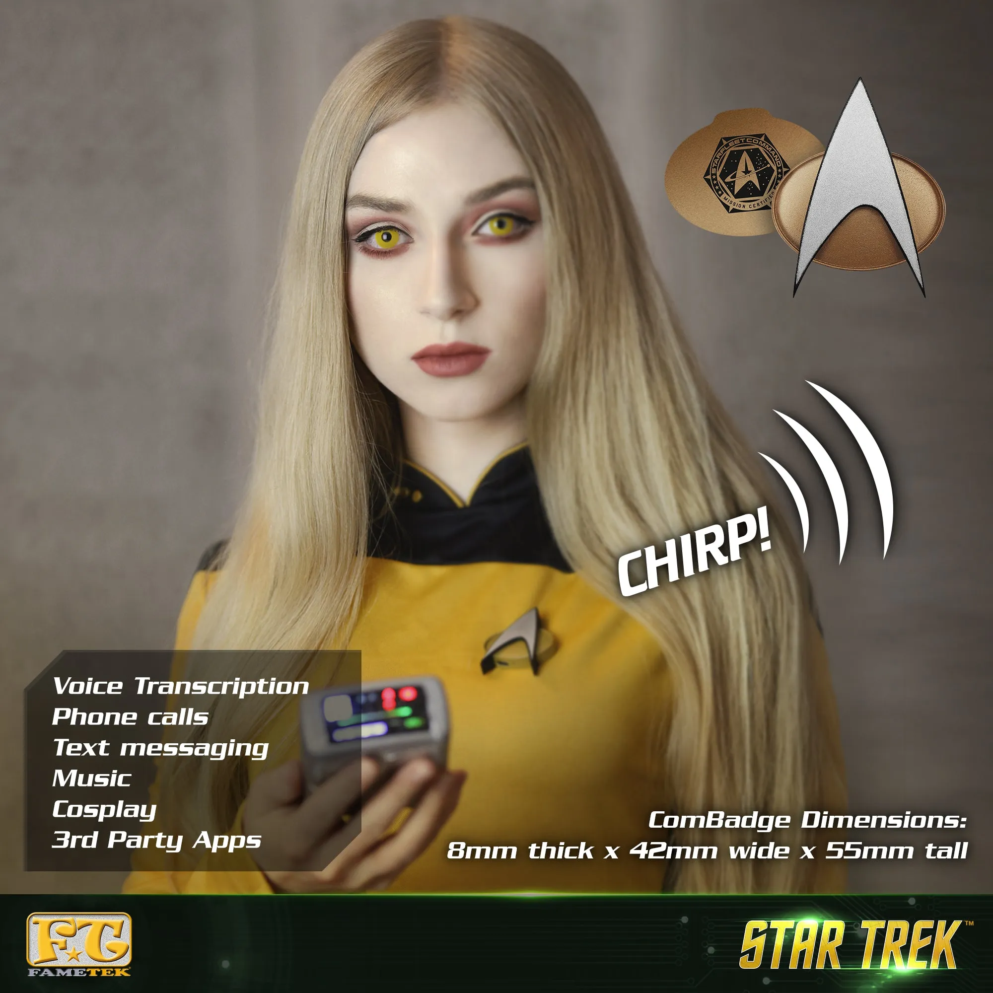 BUNDLE - Star Trek TNG Bluetooth ComBadge, with LCARS 10,000 mAh Powerbank