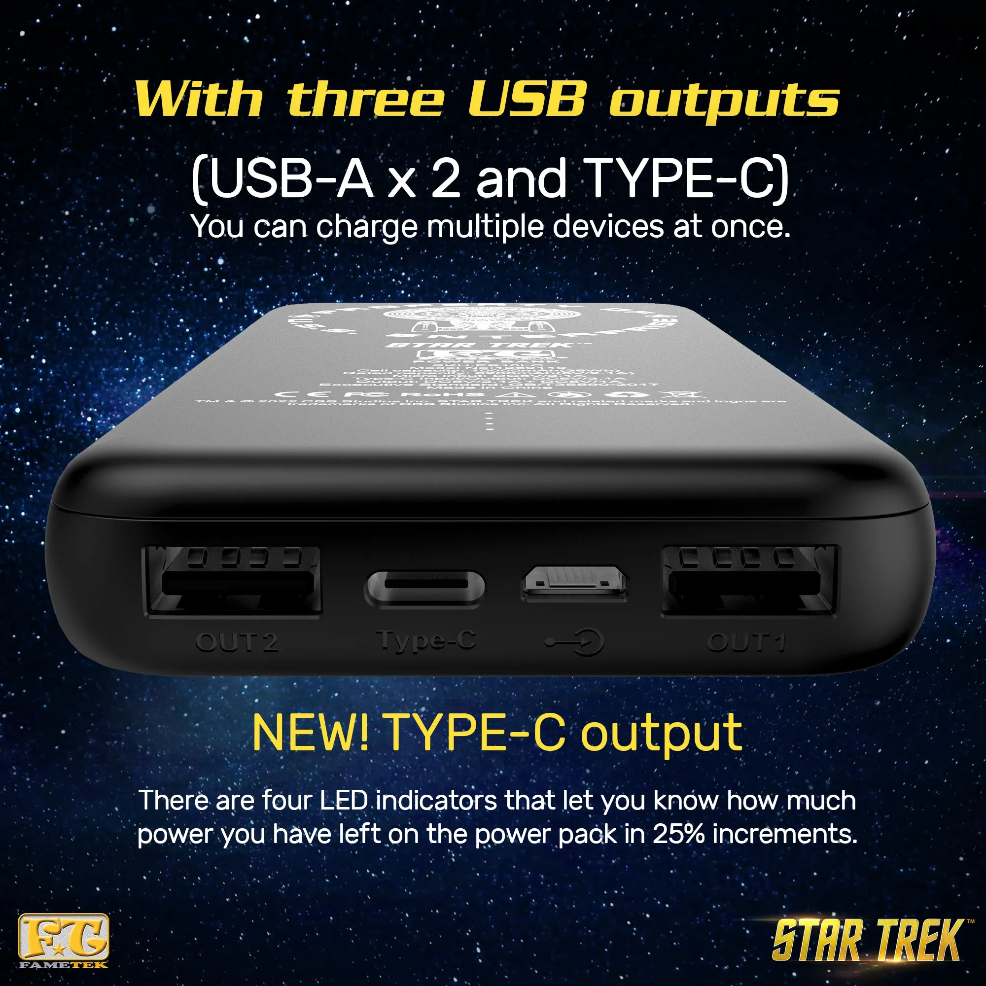 BUNDLE - Star Trek TNG Bluetooth ComBadge, with LCARS 10,000 mAh Powerbank