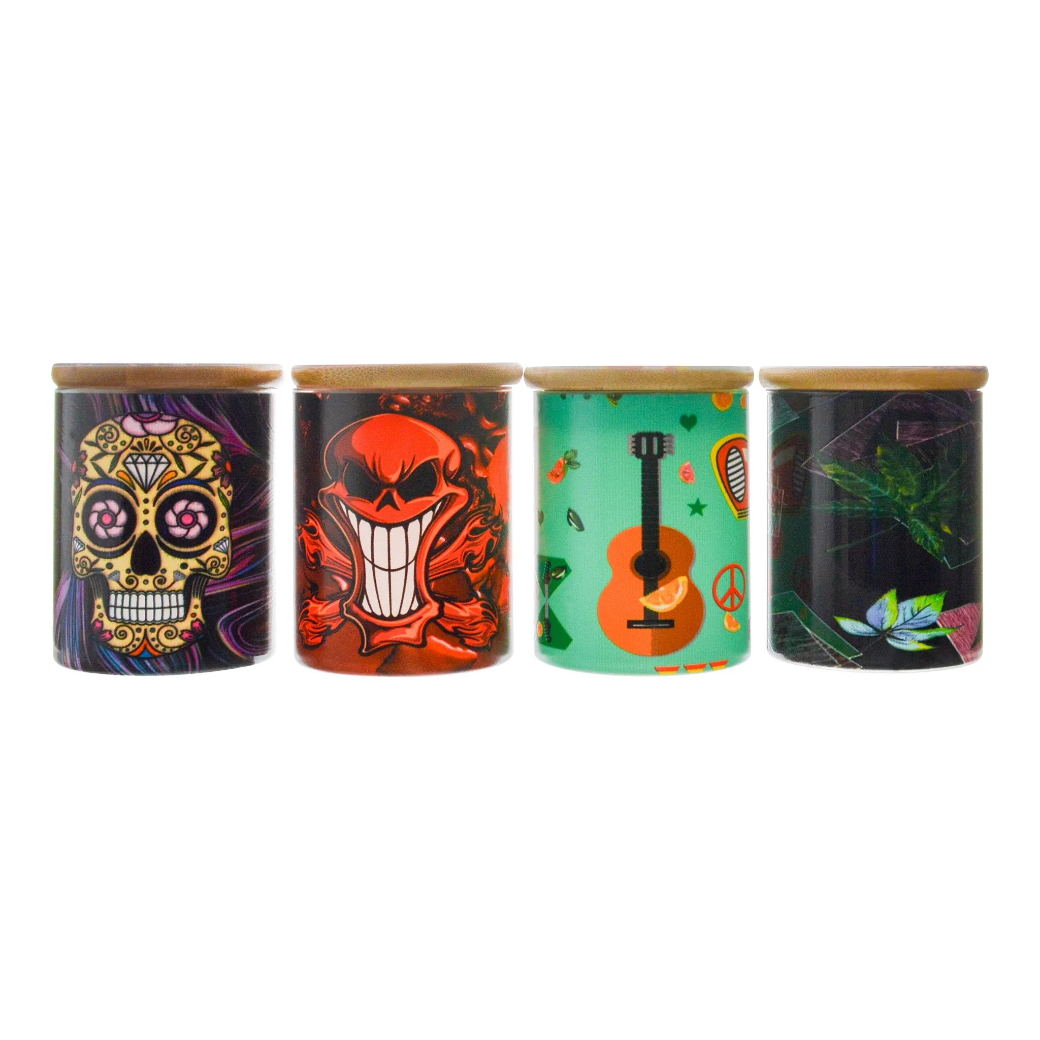 Cartoon Wood Lid Glass Stash Jar - 3.5in