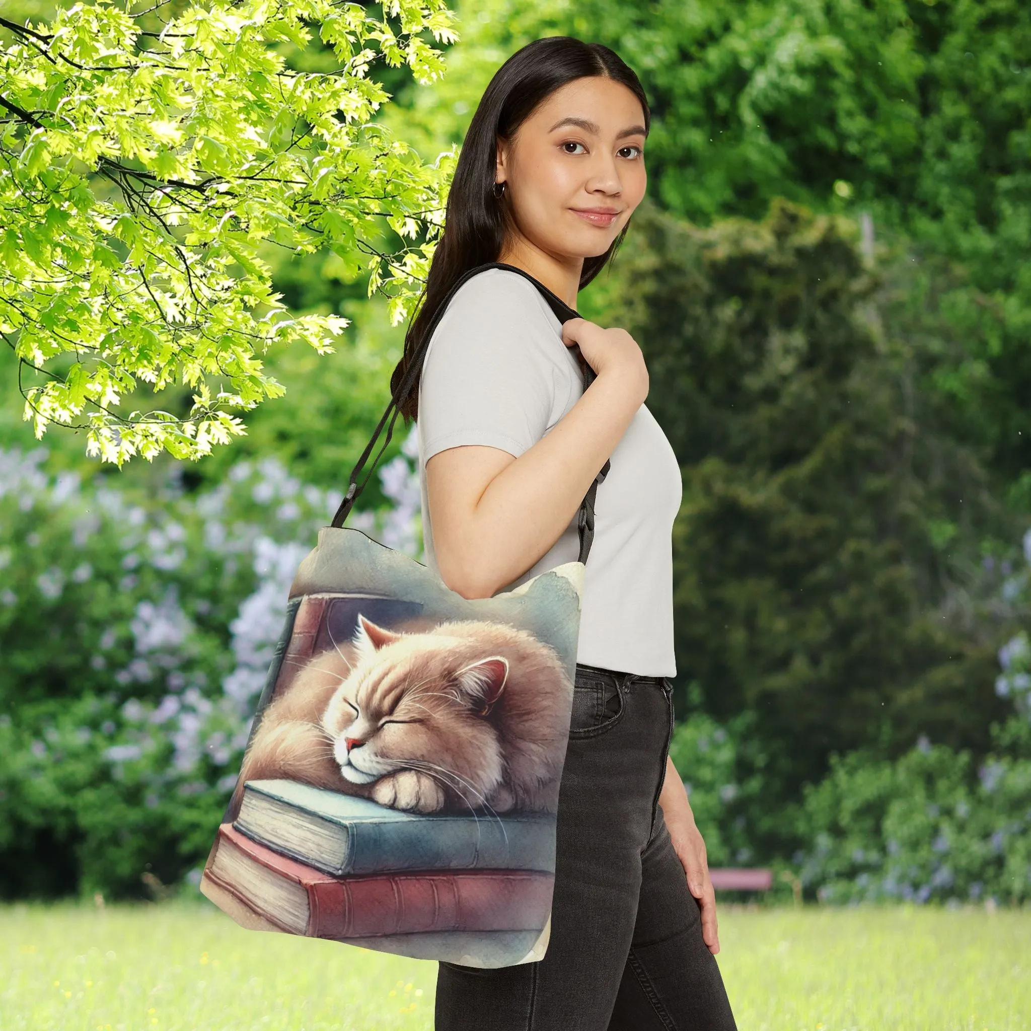 Cat Naps - Book Bag  - Adjustable Strap Tote Bag