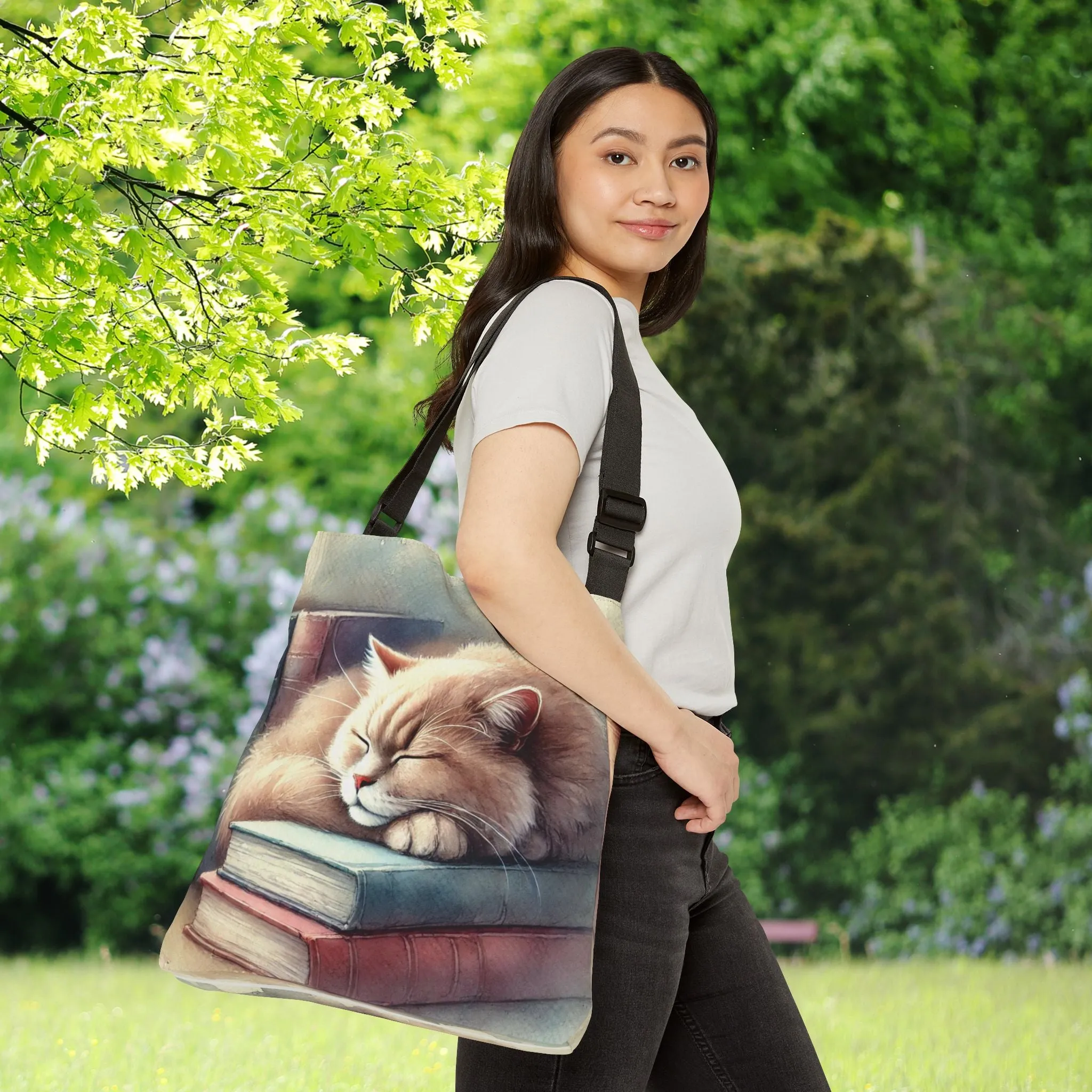 Cat Naps - Book Bag  - Adjustable Strap Tote Bag