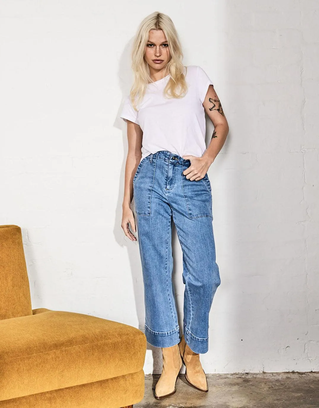 Celeste Wide Leg Jeans - 70's Blue