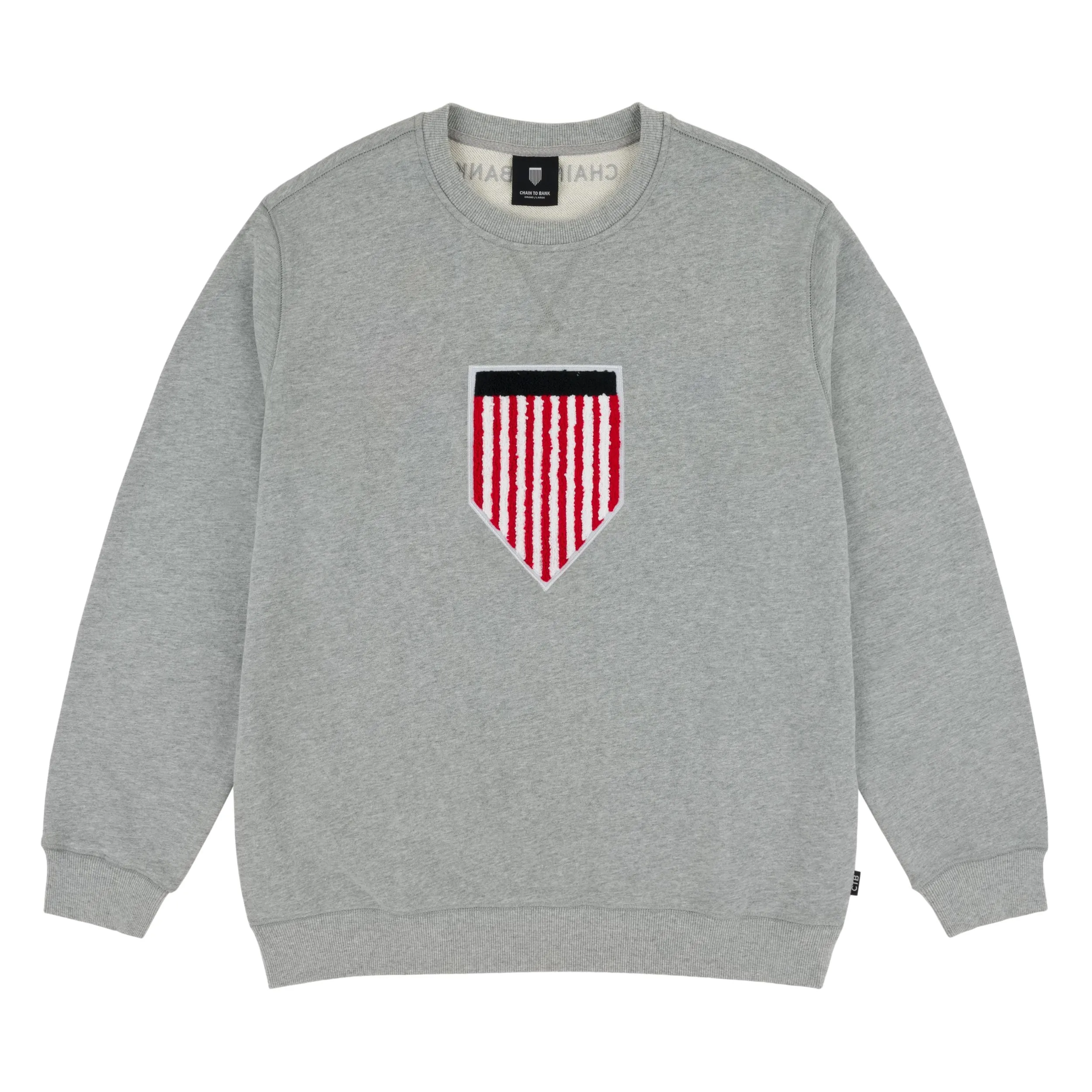 Chain To Bank Classic Ft Shield Logo Crew Heather Grey
