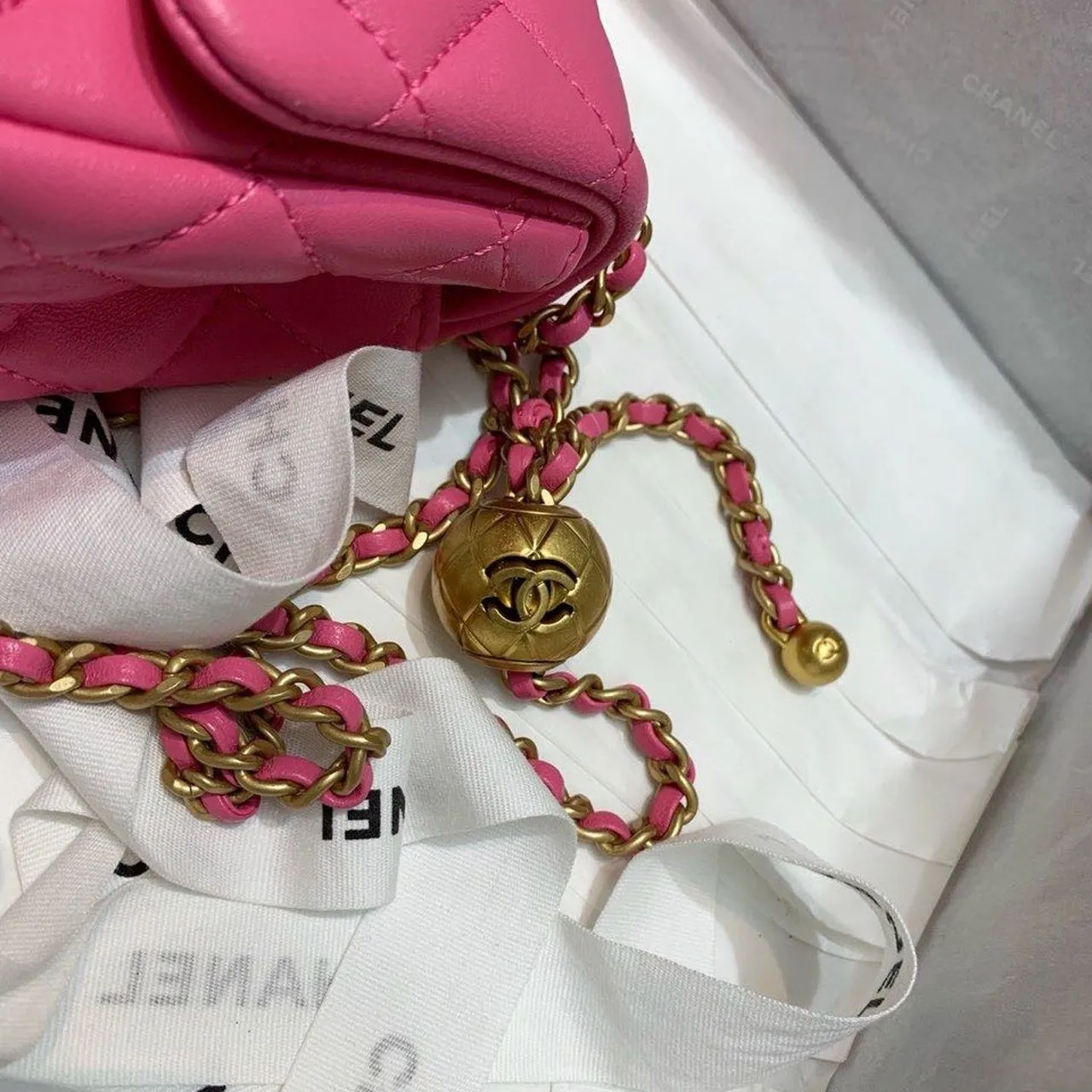 CHLMini Flap Bag With CHLBall On Strap PiNike For Women, Women&#8217;s Handbags, Shoulder And Crossbody Bags 6.7in/17cm AS1786