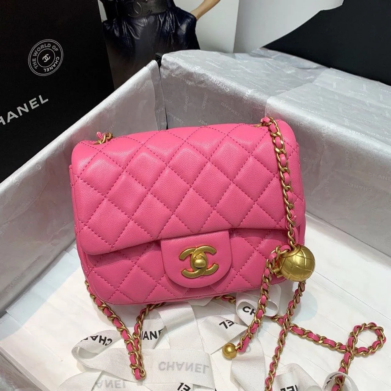 CHLMini Flap Bag With CHLBall On Strap PiNike For Women, Women&#8217;s Handbags, Shoulder And Crossbody Bags 6.7in/17cm AS1786