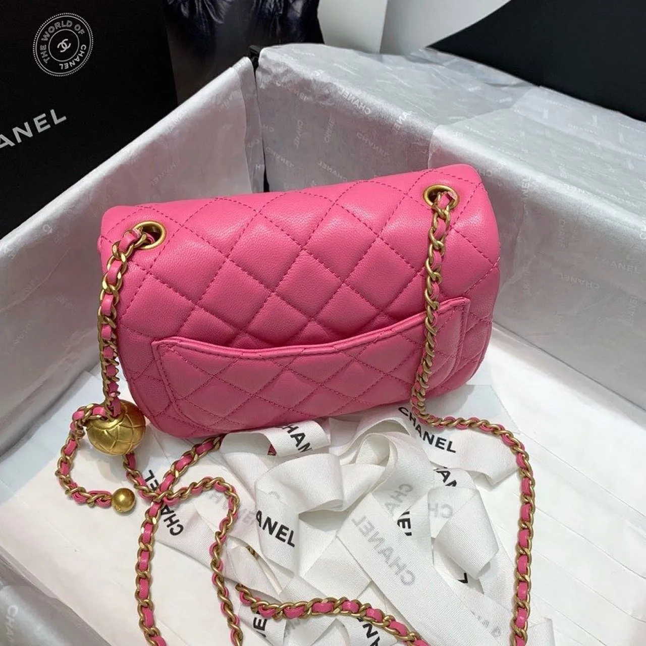 CHLMini Flap Bag With CHLBall On Strap PiNike For Women, Women&#8217;s Handbags, Shoulder And Crossbody Bags 6.7in/17cm AS1786