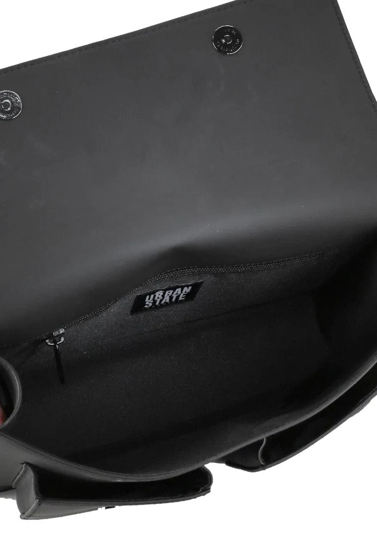 Coated Dry League Flap Shoulder Bag - Black