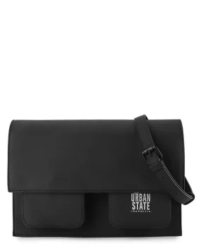 Coated Dry League Flap Shoulder Bag - Black
