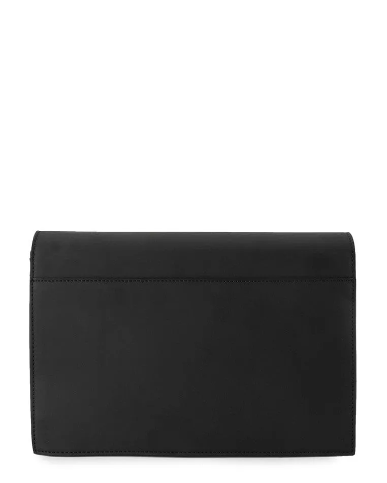 Coated Dry League Flap Shoulder Bag - Black