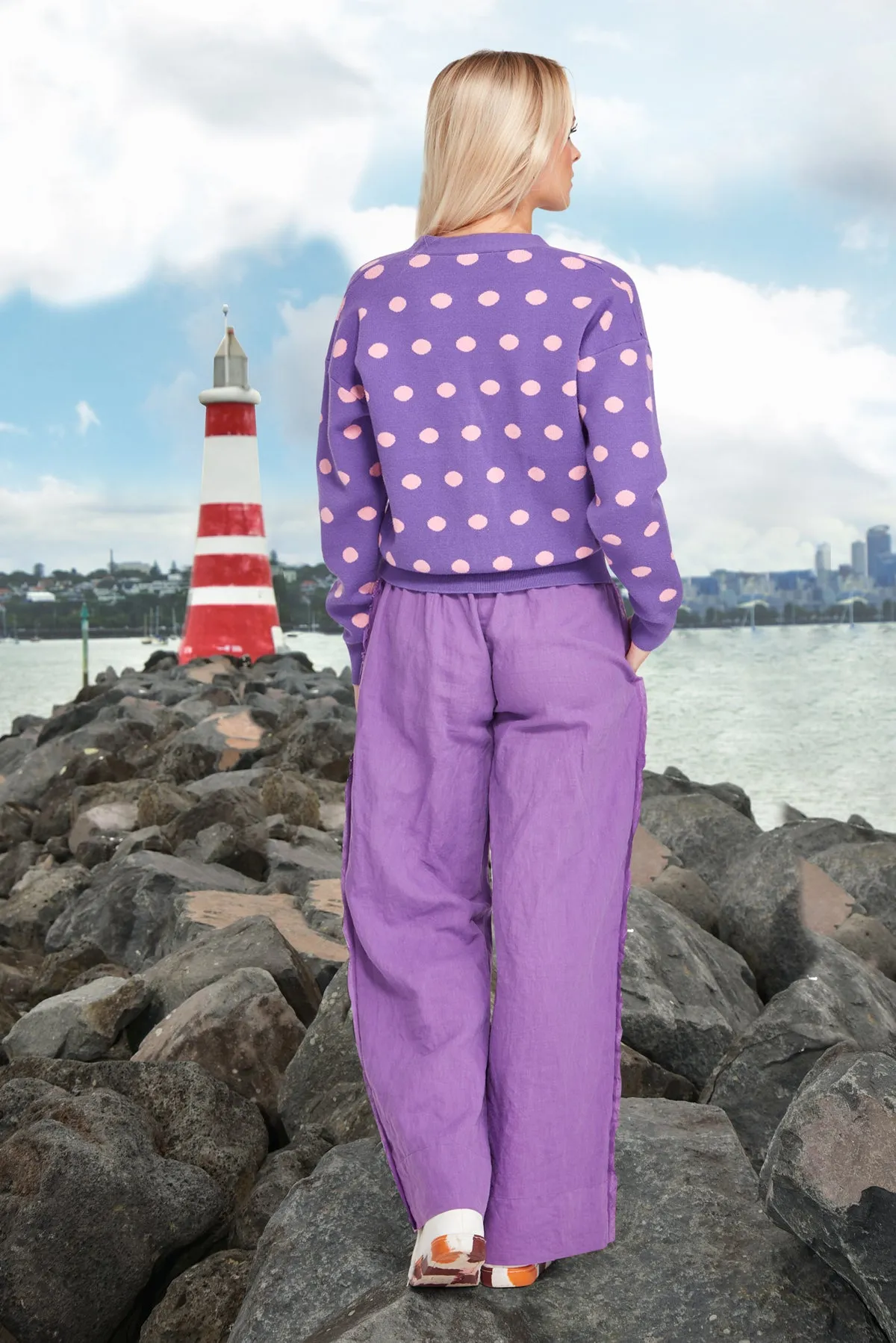 CURATE HALF CUT PURPLE TROUSER