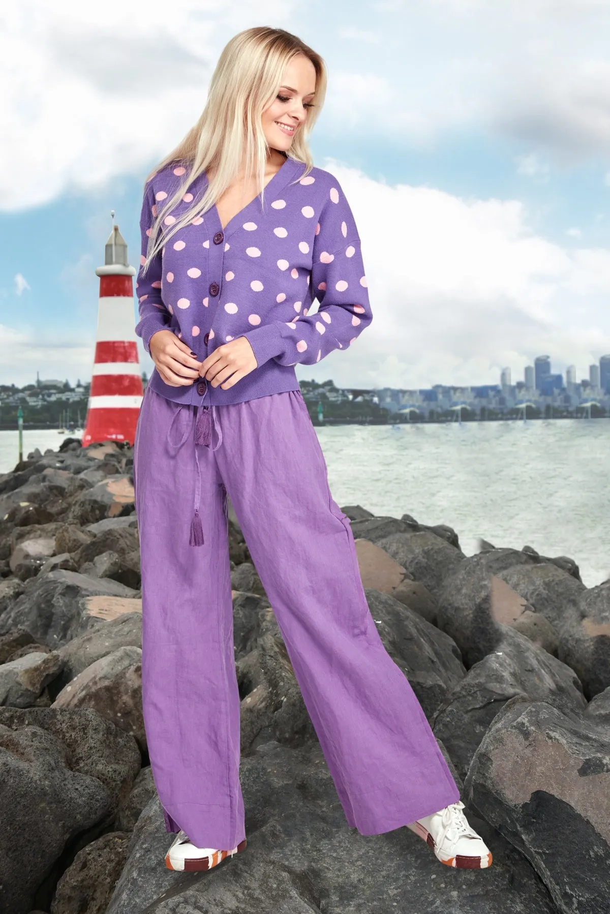 CURATE HALF CUT PURPLE TROUSER