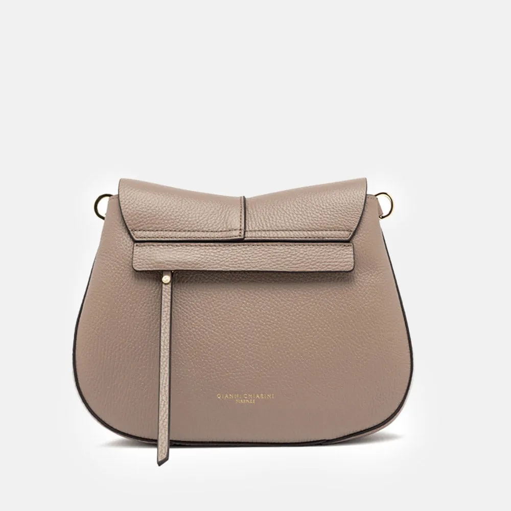 Dove Grey Leather Helena Saddle Bag