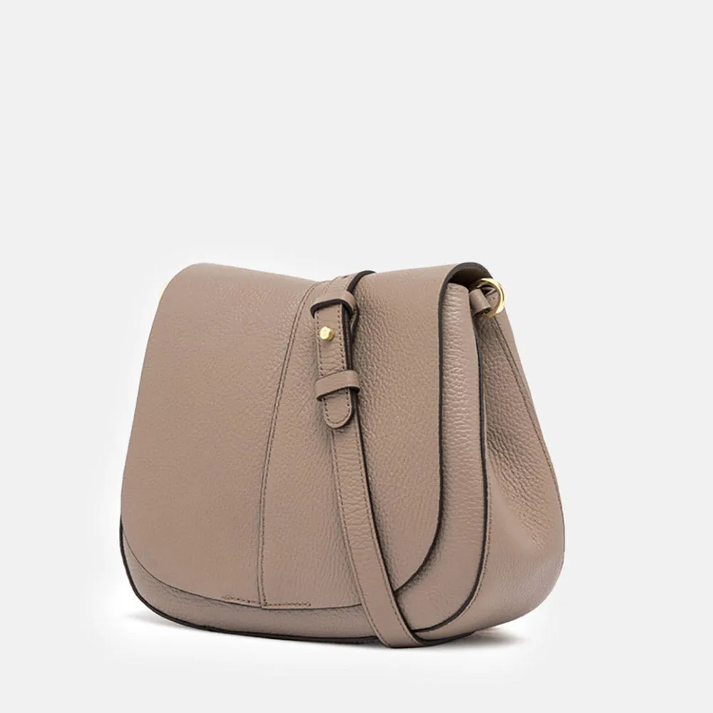 Dove Grey Leather Helena Saddle Bag